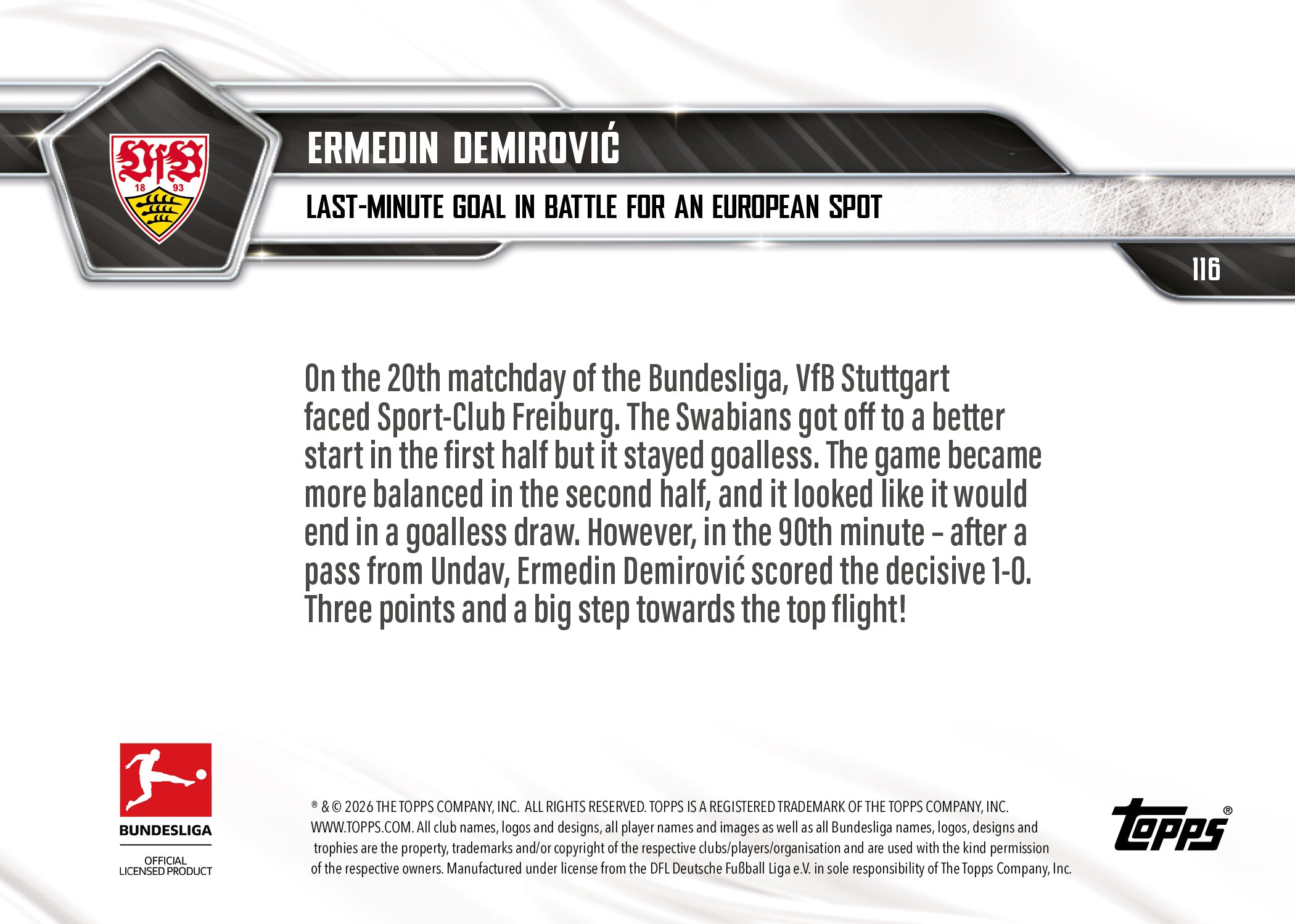 Ermedin Demirović - 2025-26 Bundesliga Topps NOW - Card 116 - PR: 235 - Image 7