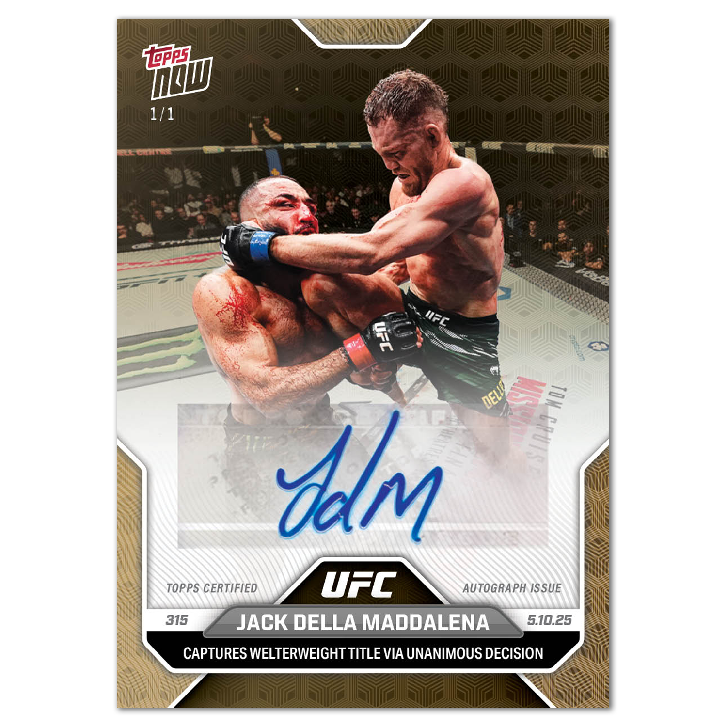 Jack Della Maddalena - 2025 UFC Topps NOW - Card 13 - LOOK FOR AUTOS - PR: 1347 - Image 2
