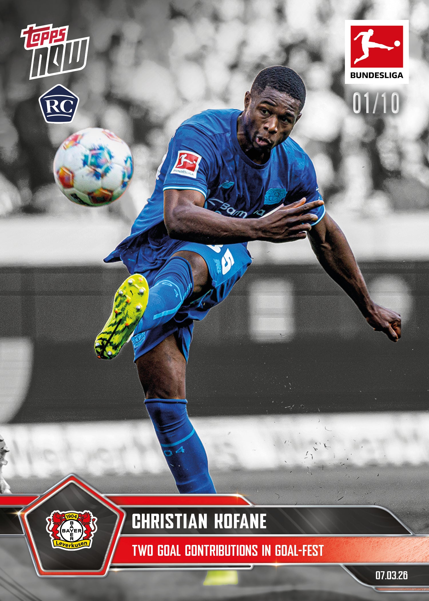 Christian Kofane - 2025-26 Bundesliga Topps NOW - Card 142 - PR:644 - Image 4