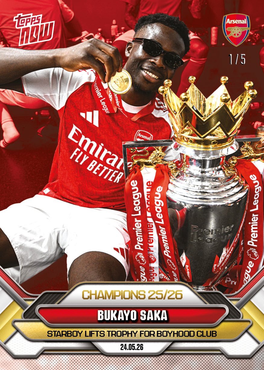 Bukayo Saka - 2025-26 Arsenal FC Topps NOW - Card 4 - PR: 7005 - Image 4