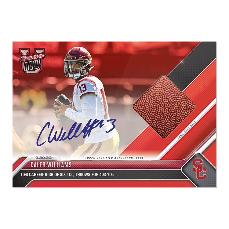 On-Card Auto-Relic # to 49 or Lower - Caleb Williams - 2023 Bowman U Now Card 10 - Image 6
