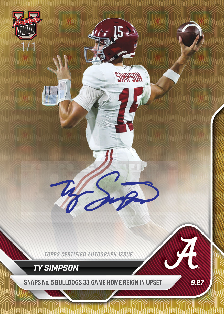 Ty Simpson - 2025-26 Bowman U NOW Football - Card 22 - PR: 839 - Image 2