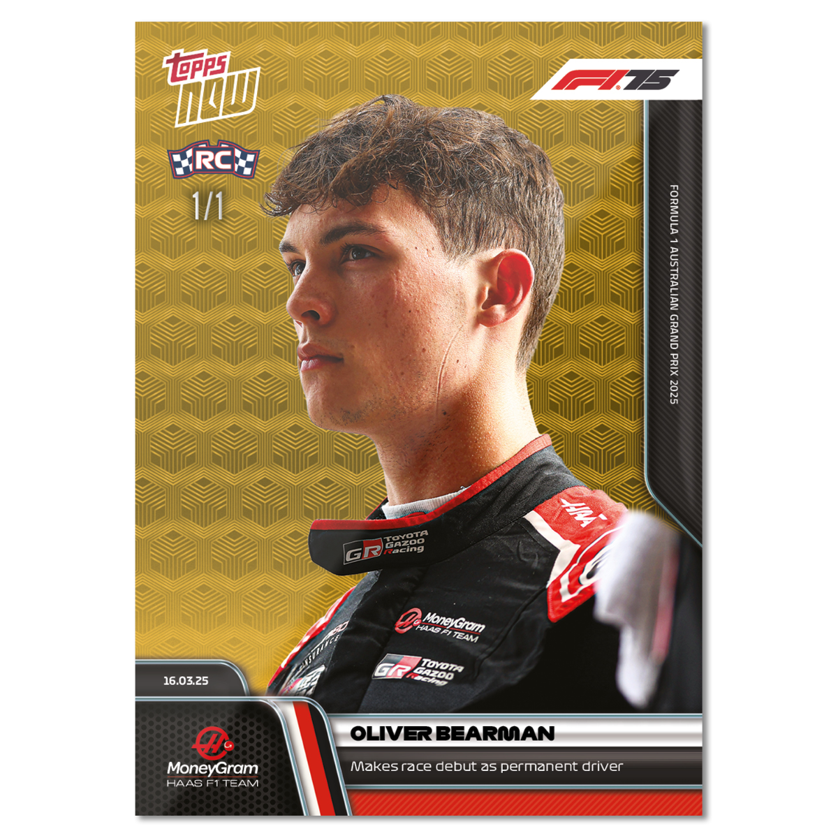 Oliver Bearman - 2025 Formula 1 Topps NOW Card 19 - PR: 1896 - Image 3