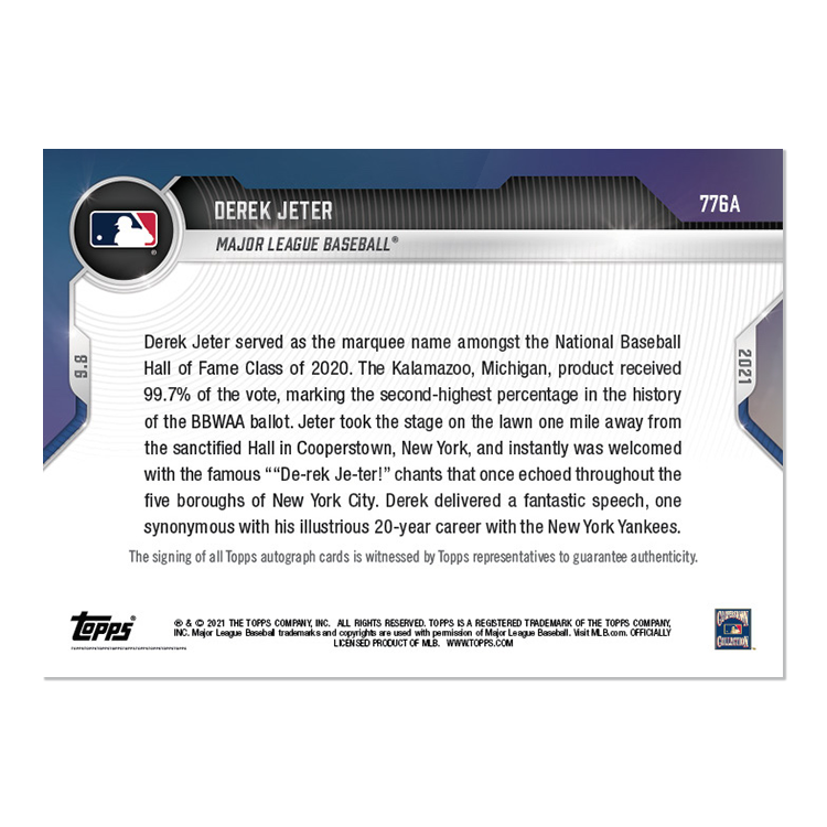 On-Card Auto # to 99 - Derek Jeter - 2021 MLB TOPPS NOW Card 776A - Image 2