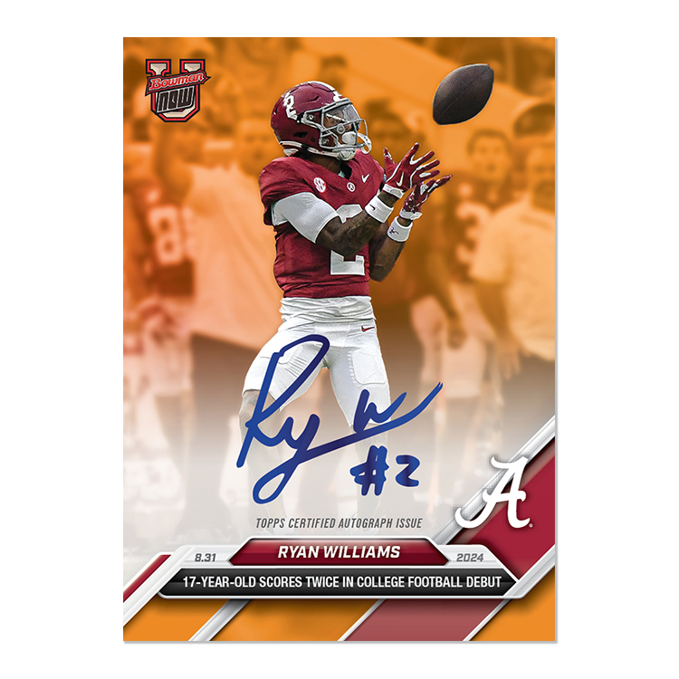 On-Card Autograph # to 49 or Lower - Ryan Williams - 2024 Bowman U Now Card 2 - Image 7
