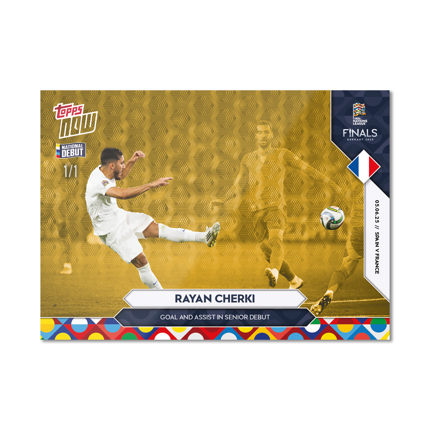 Rayan Cherki - 2025 UEFA Nations League Topps NOW - Card 3 - PR: 324 - Image 2