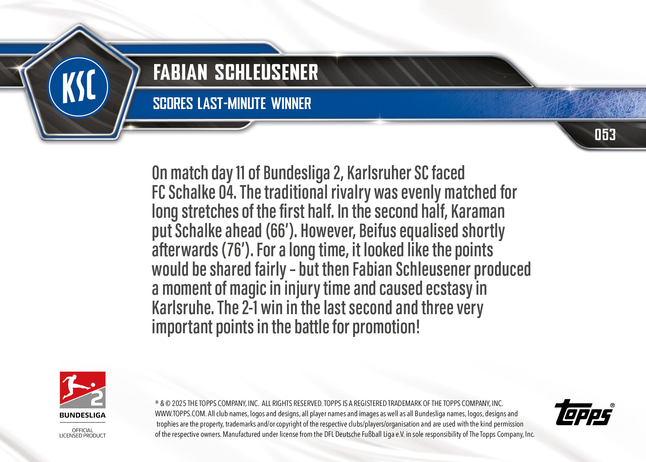 Fabian Schleusener - 2025-26 Bundesliga Topps NOW - Card 53 - PR: 187 - Image 7