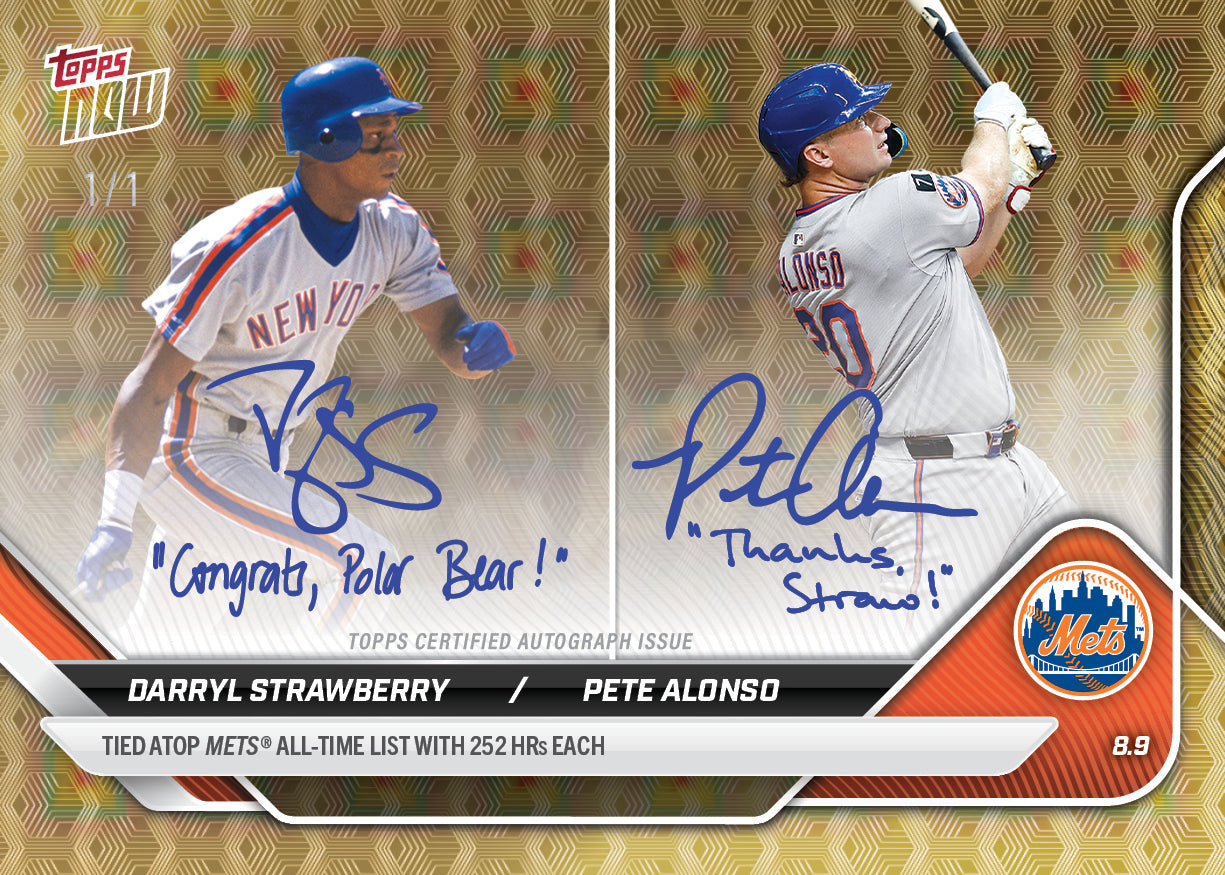 Darryl Strawberry/Pete Alonso - 2025 MLB Topps NOW - Card 541 - LOOK FOR DUAL-AUTOS - PR: 9564 - Image 2