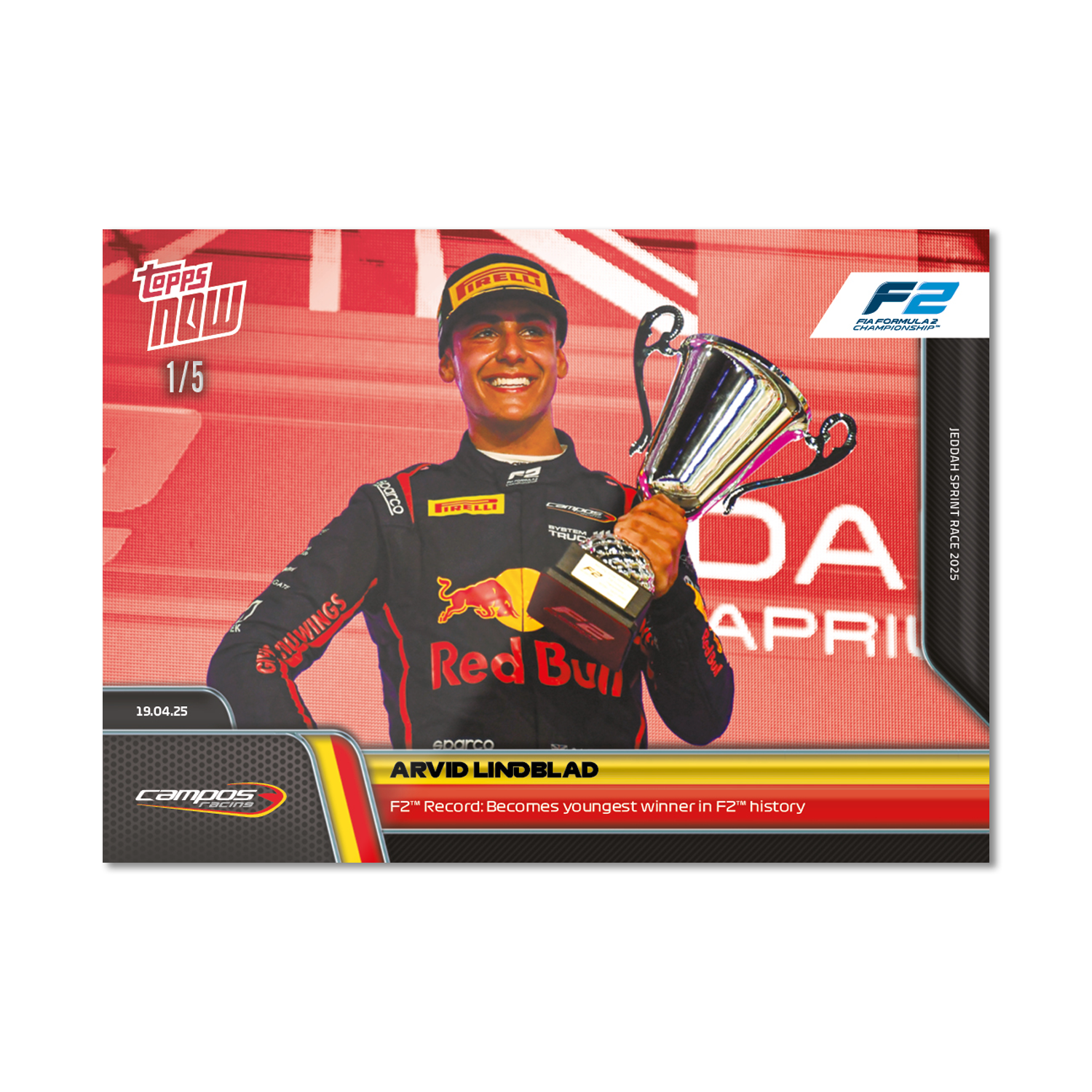 Arvid Lindblad - 2025 Formula 1 Topps NOW - Card 32 - PR: 1075 - Image 3