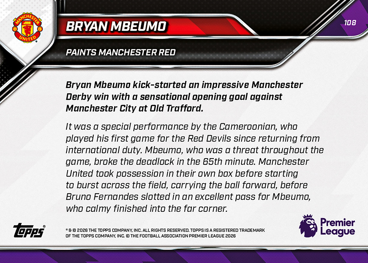 Bryan Mbeumo - 2025-26 Premier League Topps NOW - Card 108 - PR: 1554 - Image 7