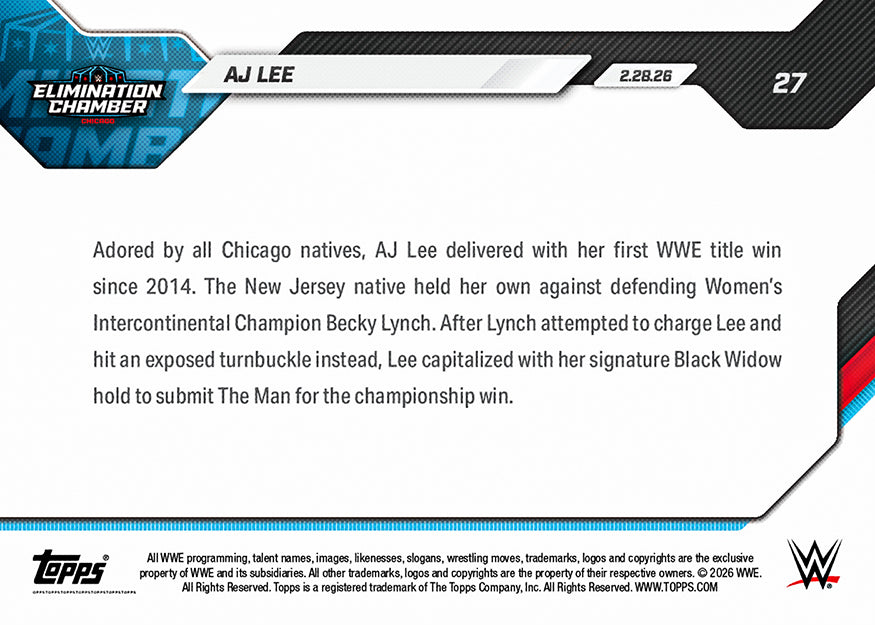 AJ Lee - 2026 WWE Topps NOW - Card 27 - PR: 2991 - Image 3