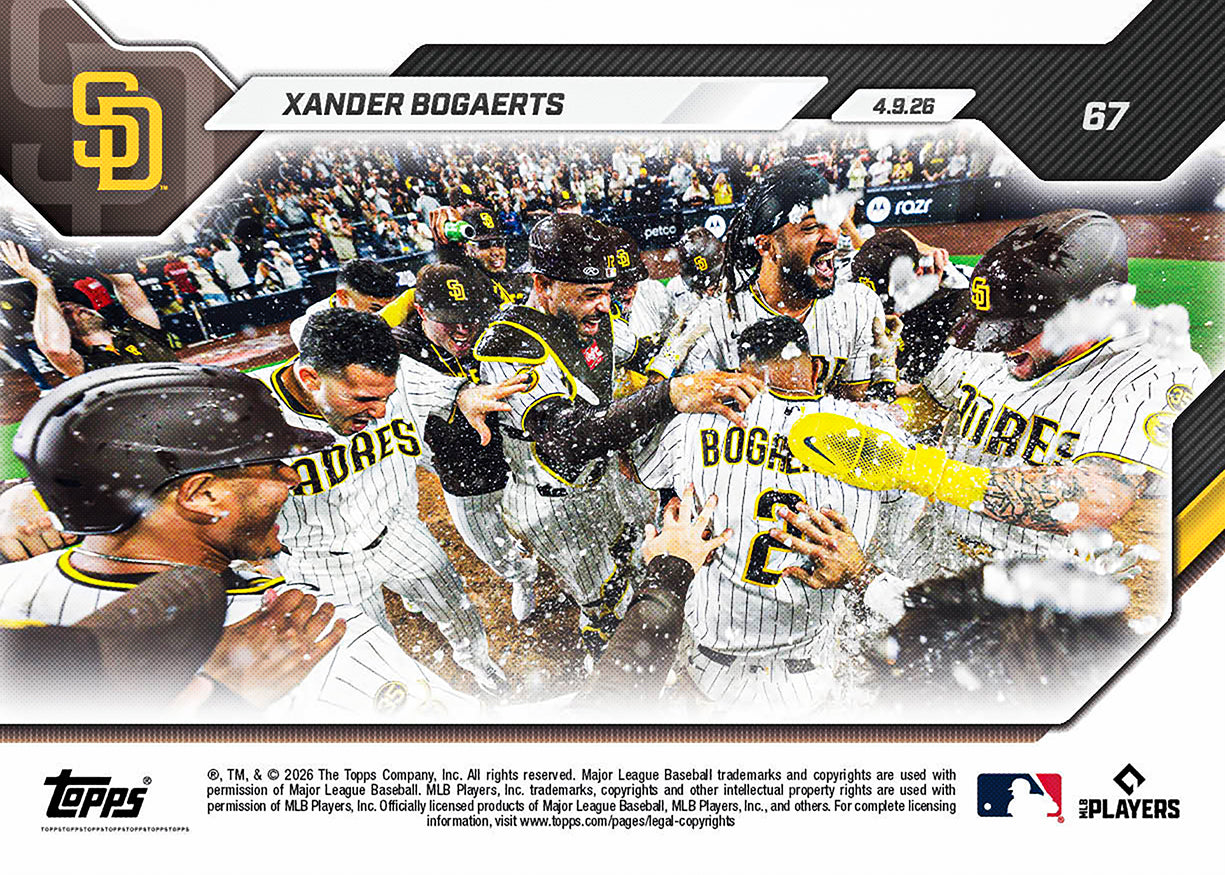 Alternative view of Xander Bogaerts - 2026 MLB Topps NOW - Card 67 - PR: 647