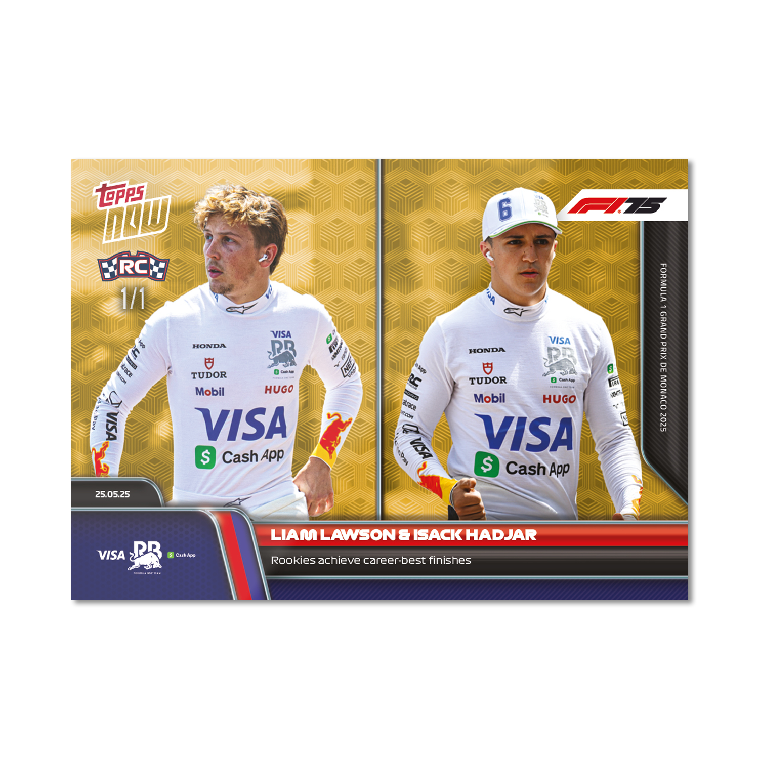 Liam Lawson & Isack Hadjar - 2025 Formula 1 Topps NOW - Card 40 - PR: 991 - Image 2