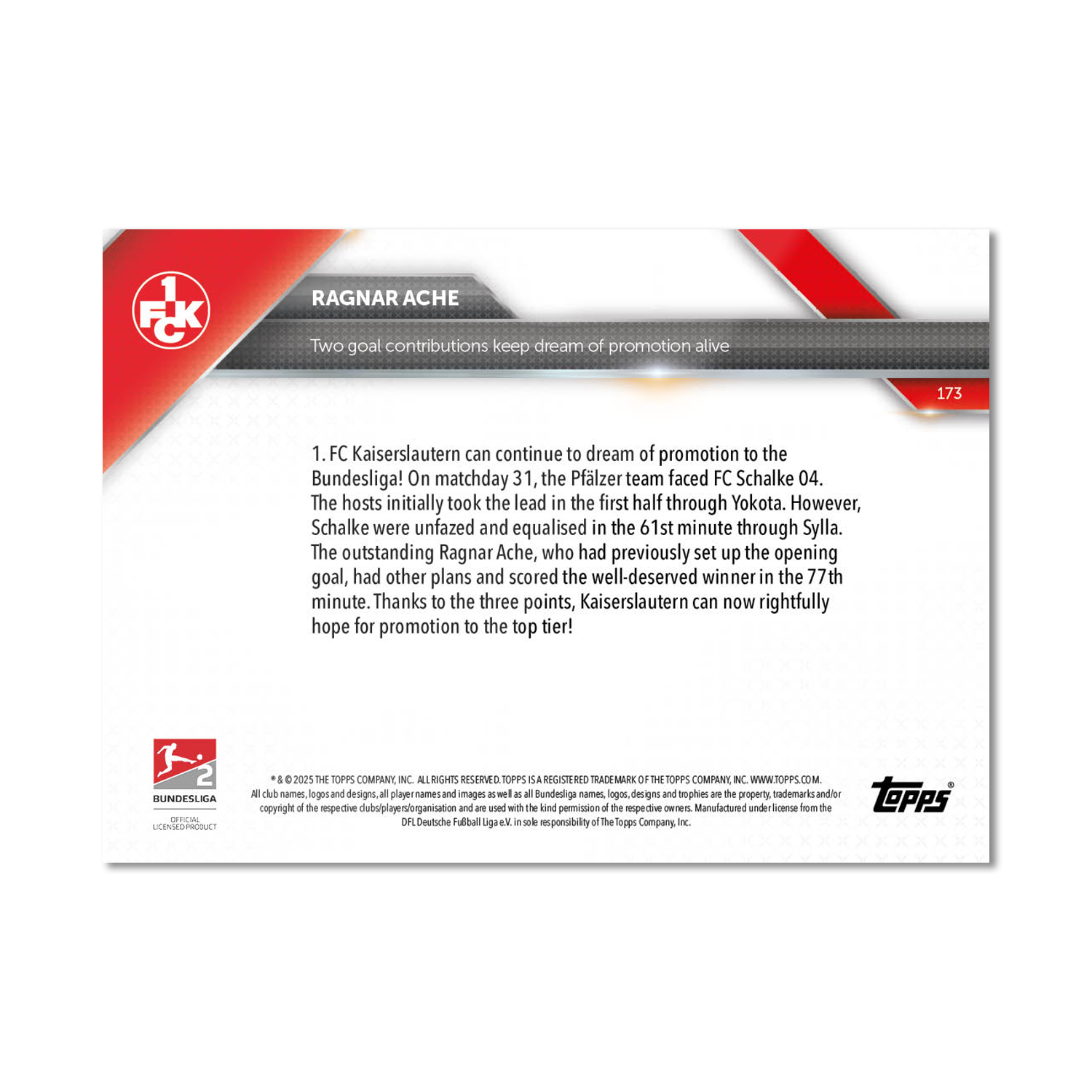 Ragnar Ache - 2024-25 Bundesliga Topps NOW Card 173 - PR: 141 - Image 3