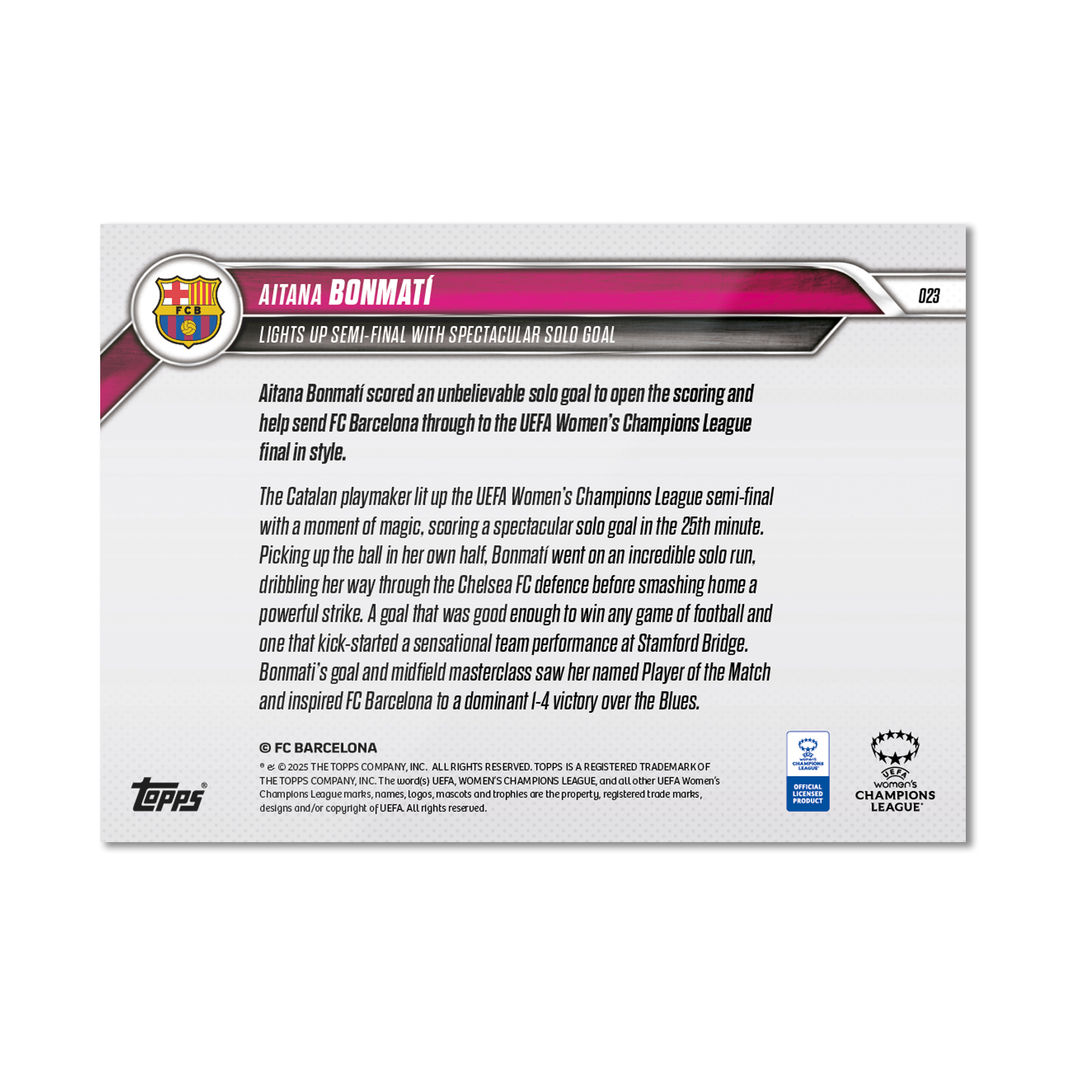 Aitana Bonmatí - 2024-25 UWCL Topps NOW - Card 23 - PR: 721 - Image 7