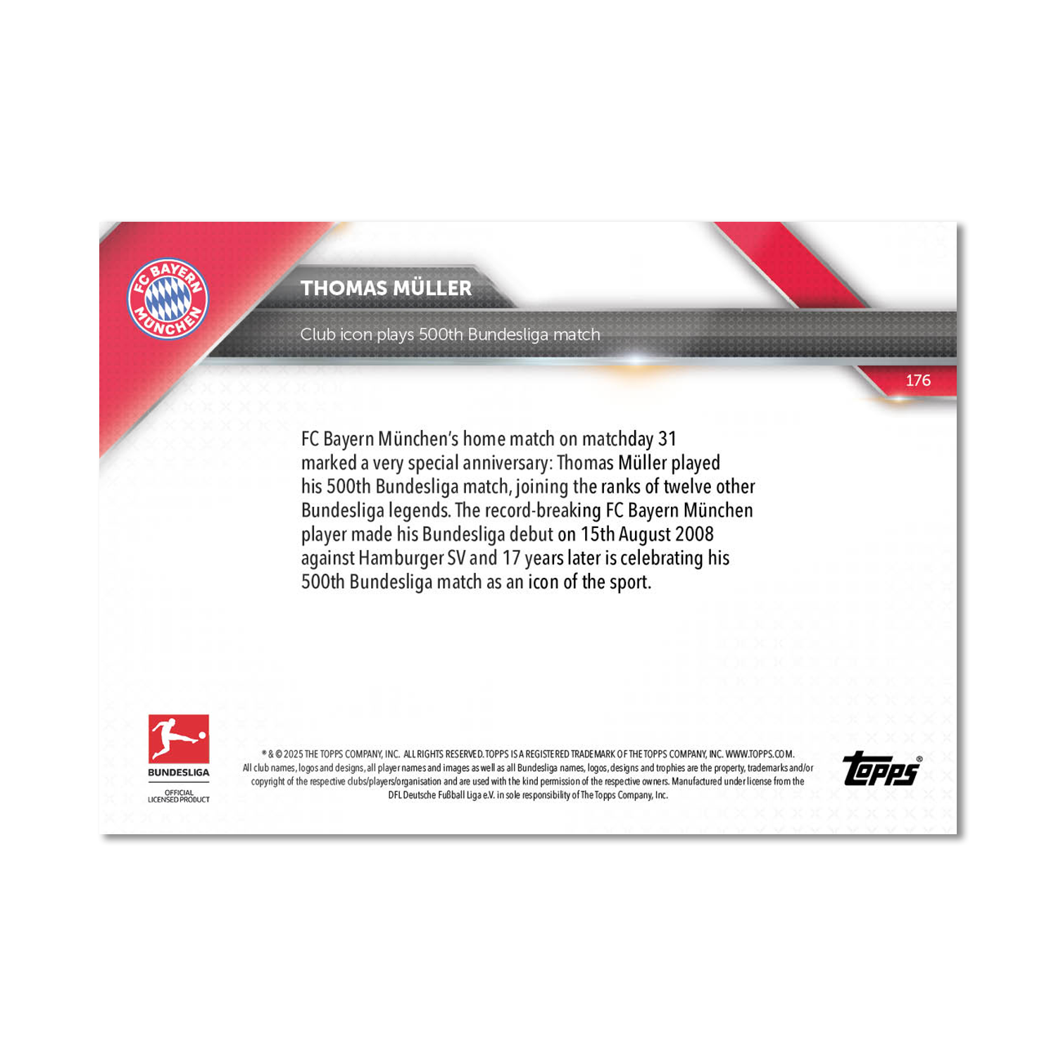 Thomas Müller - 2024-25 Bundesliga Topps NOW Card 176 - LOOK FOR AUTO-RELIC - PR: 7754 - Image 9