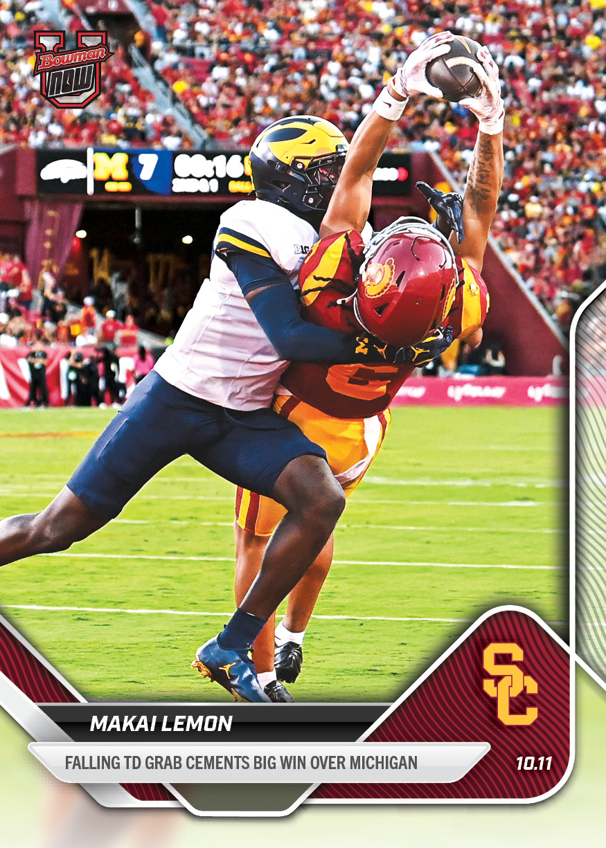 Makai Lemon - 2025-26 Bowman U NOW Football - Card 28 - PR: 466