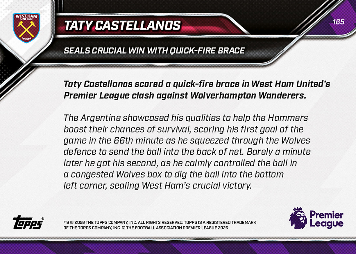 Taty Castellanos - 2025-26 Premier League Topps NOW - Card 165 - PR: 269 - Image 7