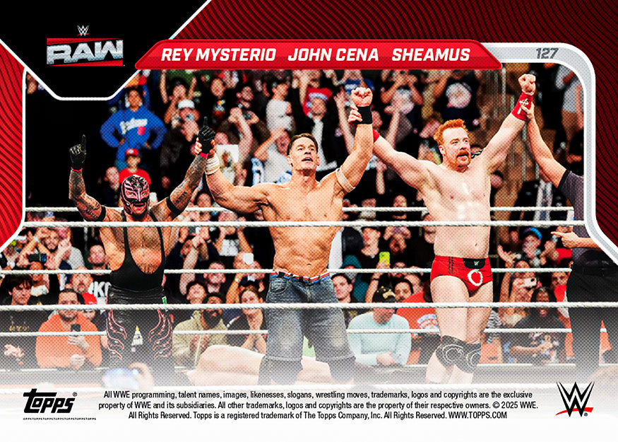 Sheamus / John Cena / Rey Mysterio - 2025 WWE Topps NOW - Card 127 - PR: 1812 - Image 2