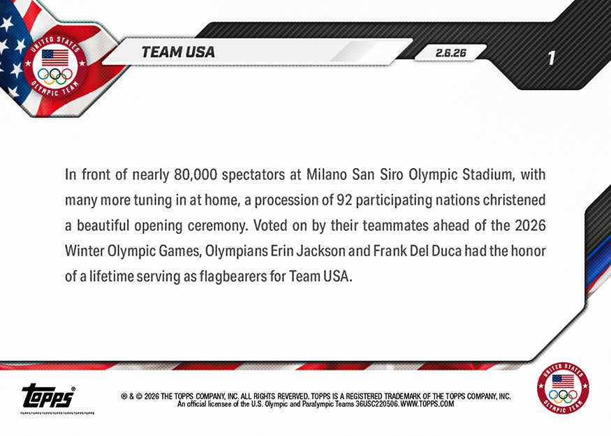 Team USA Milano Cortina - 2026 Olympics Topps NOW - Card 1 - PR: 1858 - Image 2