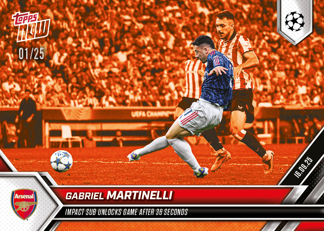 Gabriel Martinelli - 2025-26 UCL Topps NOW Card 9 - PR: 387 - Image 5
