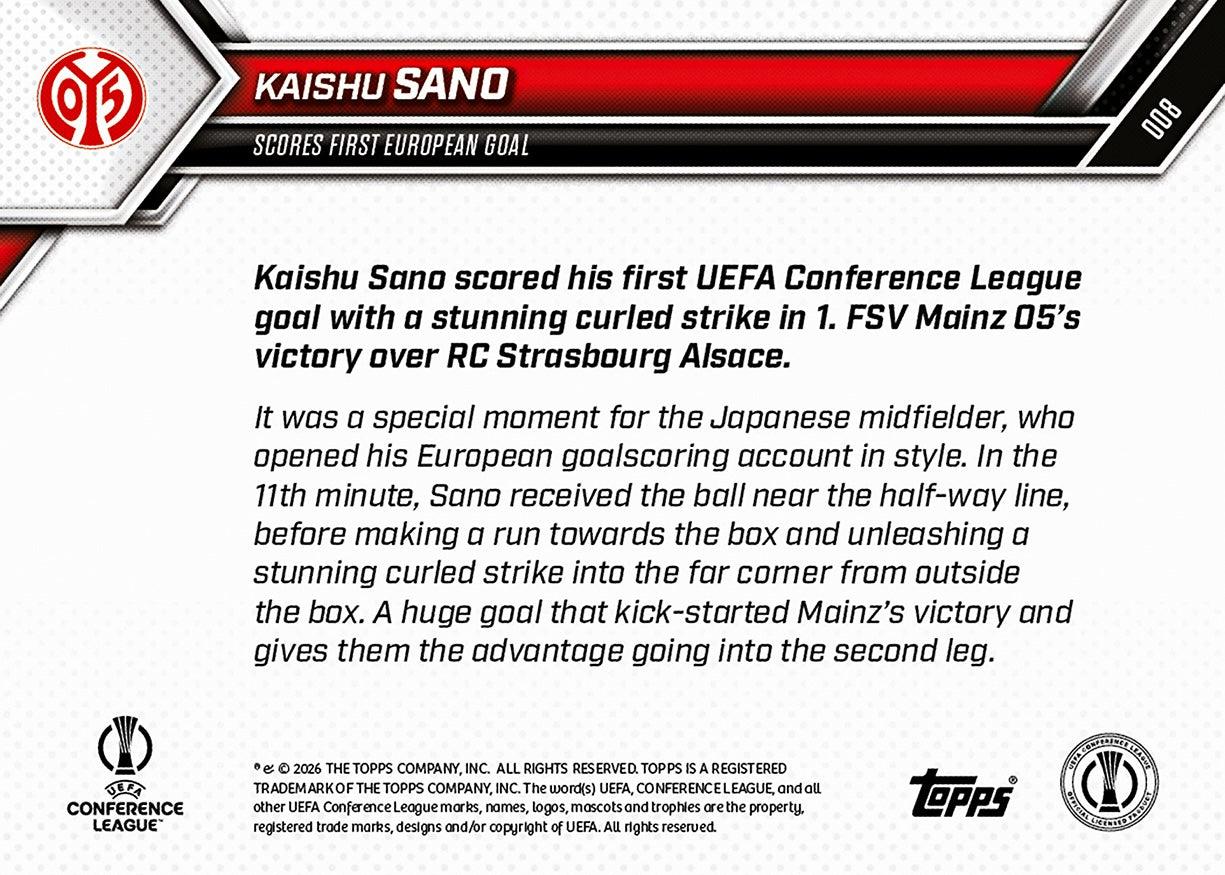 Kaishu Sano - 2025-26 UECL Topps NOW - Card 8 - PR: 348 - Image 7