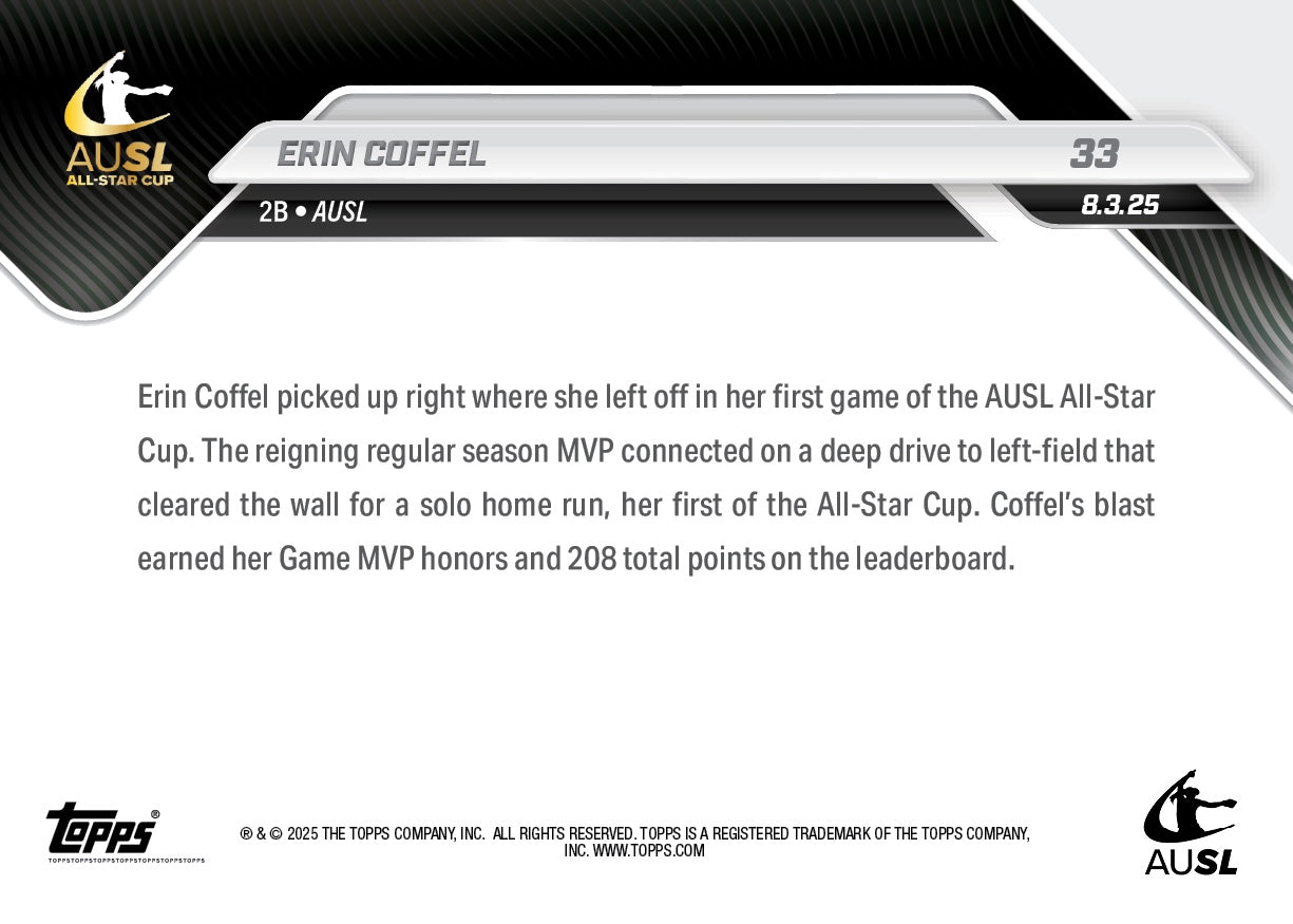 Erin Coffel - 2025 AUSL Topps NOW - Card 33 - LOOK FOR AUTOS - PR: 1124 - Image 3