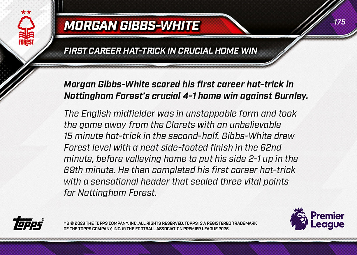 Morgan Gibbs-White - 2025-26 Premier League Topps NOW - Card 175 - PR: 316 - Image 7