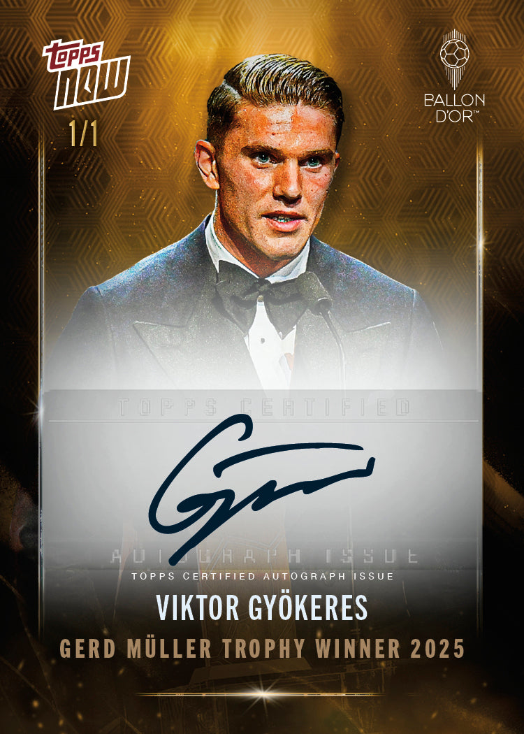 Alternative view of Viktor Gyökeres - 2025 Ballon d'Or Topps NOW - Card 3 - LOOK FOR AUTO & RELICS - PR: 954