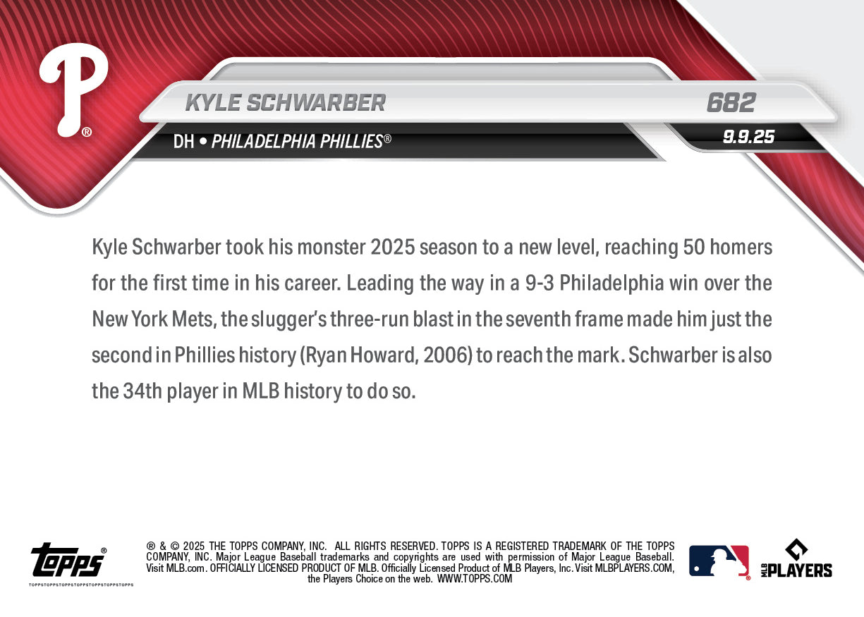 Kyle Schwarber - 2025 MLB Topps NOW - Card 682 - PR: 3463 - Image 3
