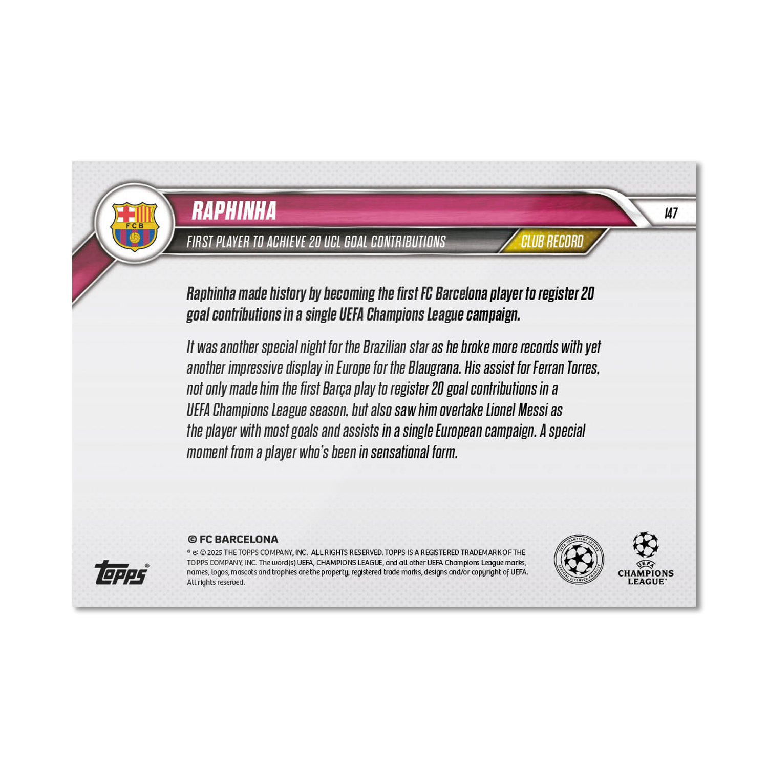 Raphinha - 2024-25 UCL Topps NOW - Card 147 - PR: 856 - Image 7