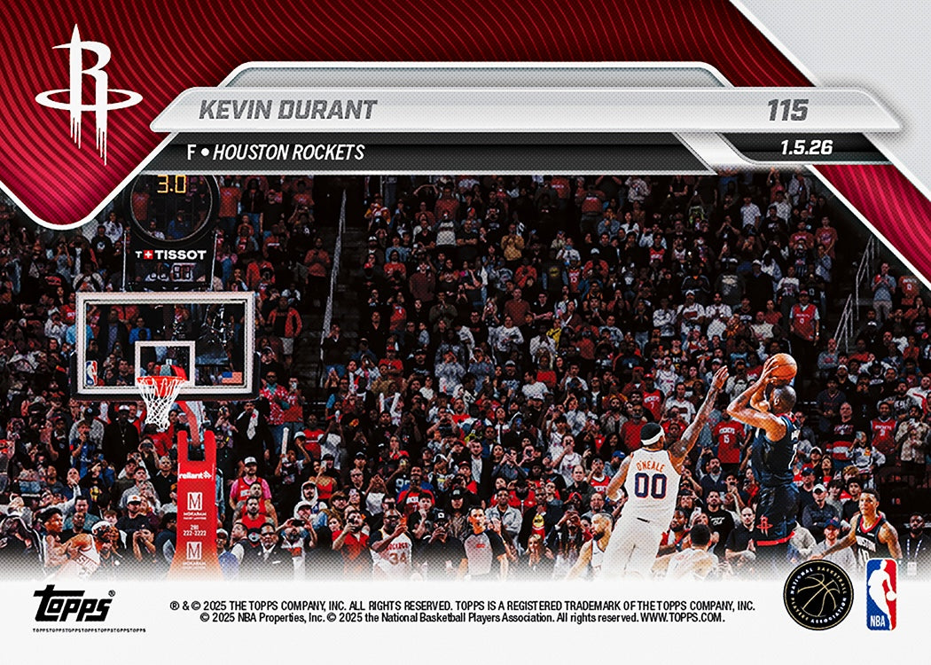 Kevin Durant - 2025-26 NBA Topps NOW - Card 115 - PR: 1456 - Image 3
