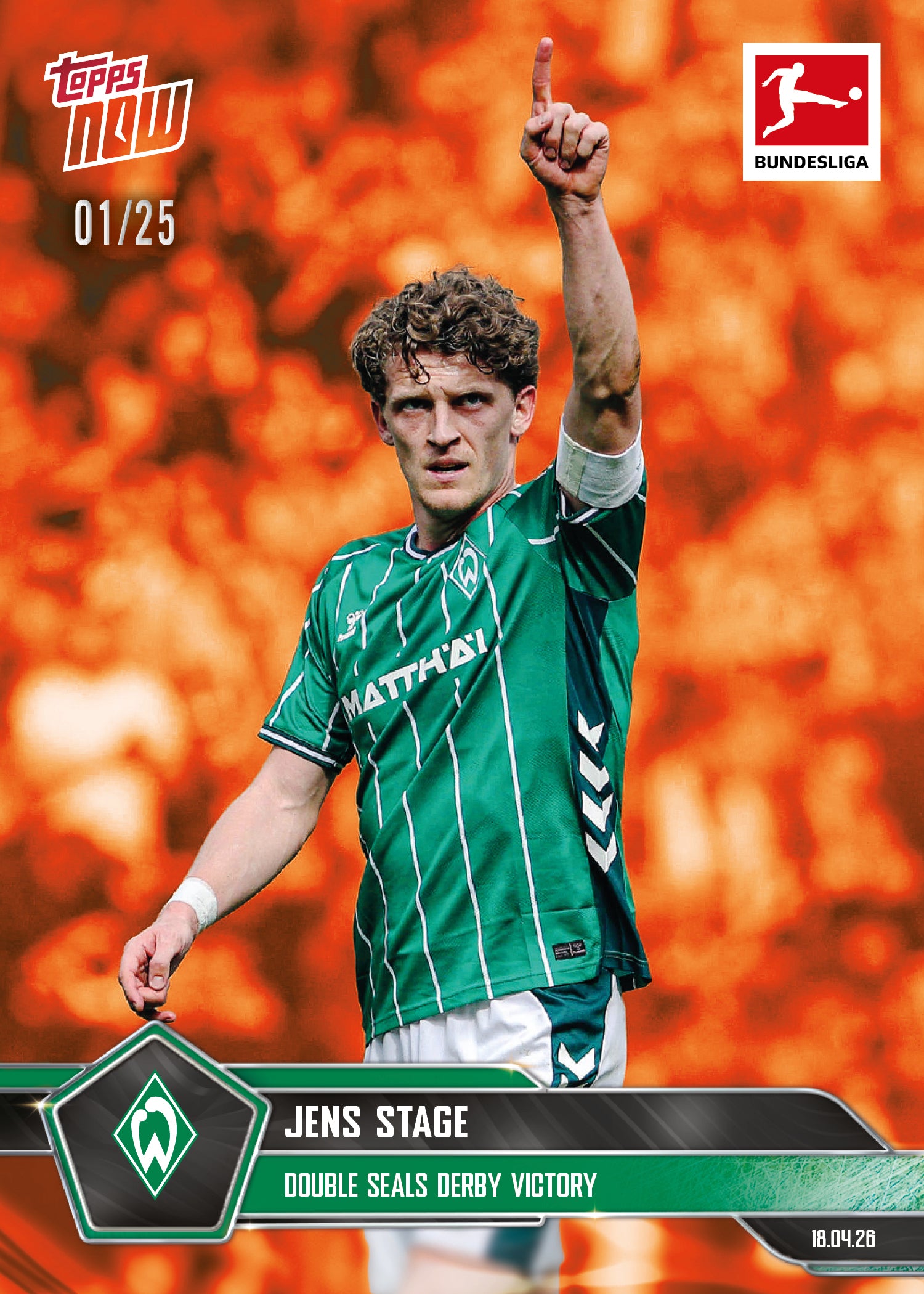 Jens Stage - 2025-26 Bundesliga Topps NOW - Card 173 - PR: 406 - Image 5