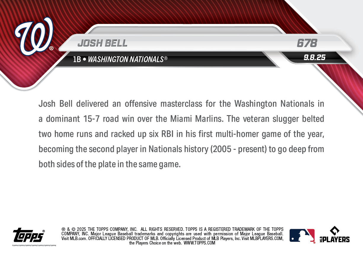 Josh Bell - 2025 MLB Topps NOW - Card 678 - PR: 338 - Image 2