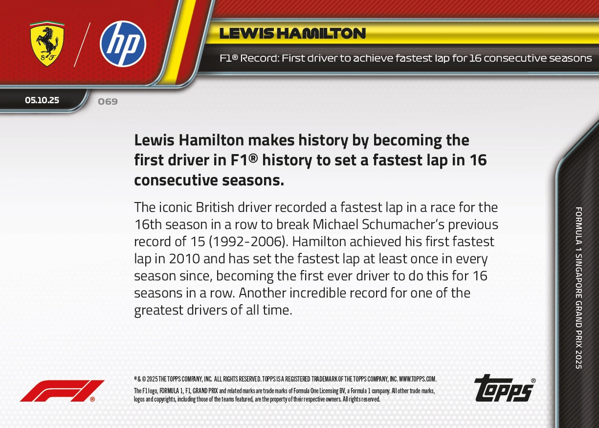 Lewis Hamilton - 2025 Formula 1 Topps NOW - Card 69 - PR: 4082 - Image 7