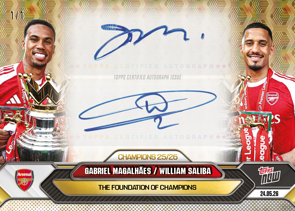 Gabriel Magalhães / William Saliba - 2025-26 Arsenal FC Topps NOW - Card 5 - PR: 5615 - Image 2