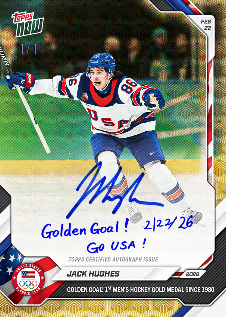 Jack Hughes - 2026 Olympics Topps NOW - Card 18 PR: 332,447 - Image 2