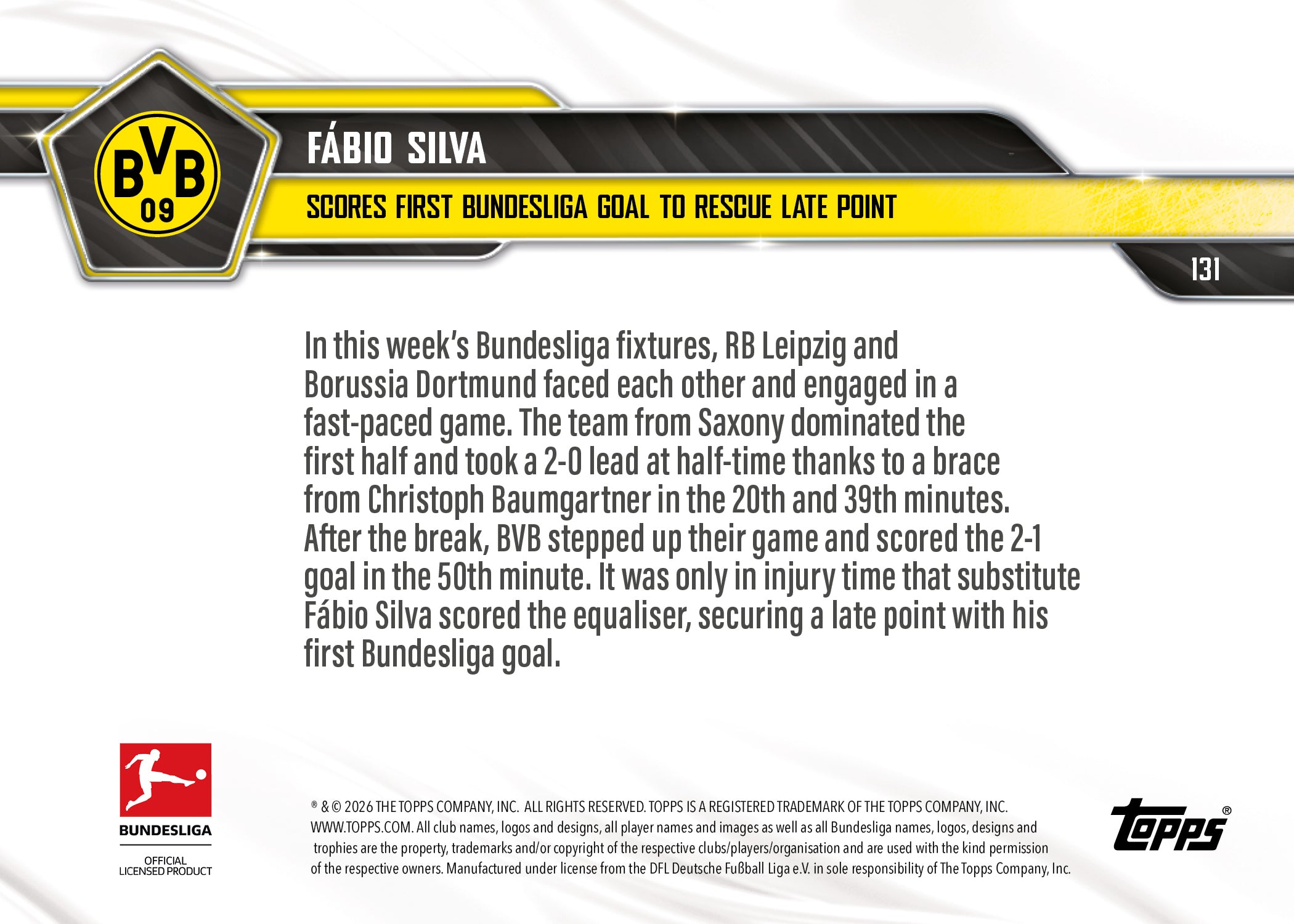 Fábio Silva- 2025-26 Bundesliga Topps NOW - Card 131 - PR: 295 - Image 7