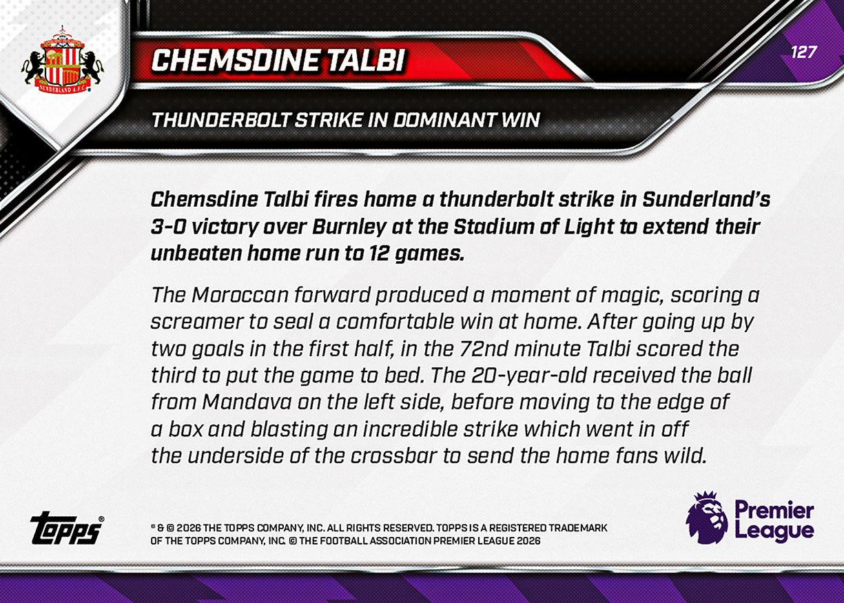 Chemsdine Talbi - 2025-26 Premier League Topps NOW - Card 127 - PR: 459 - Image 7