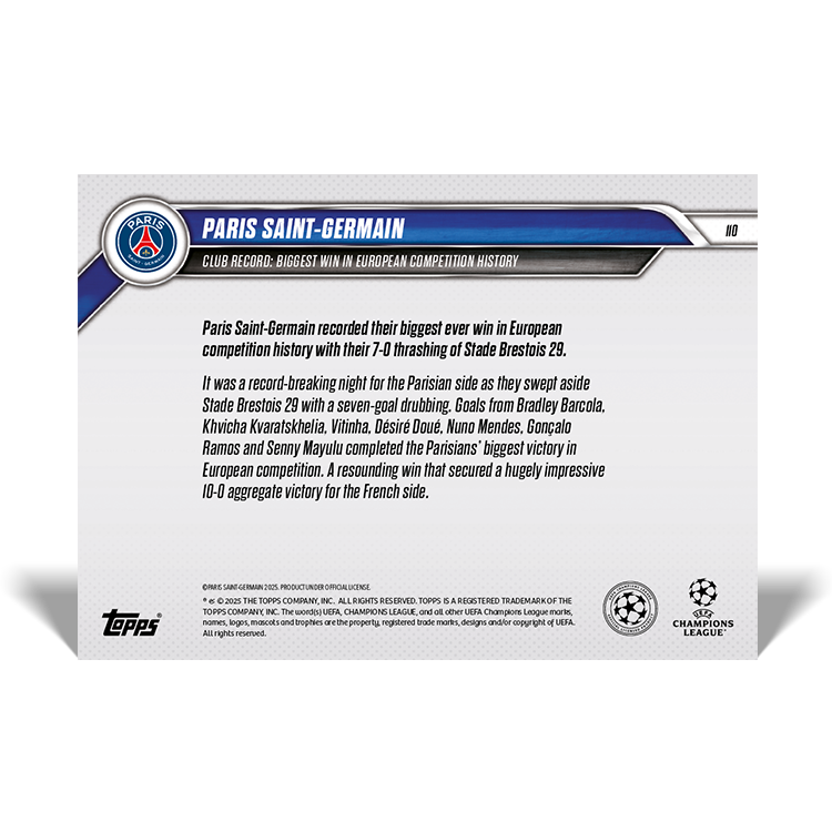 Paris Saint-Germain - 2024-25 UCL Topps NOW - Card 110 - PR: 173 - Image 2