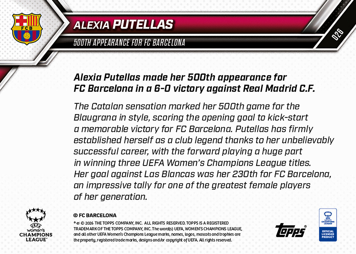 Alexia Putellas - 2025-26 UWCL Topps NOW - Card 26 - PR: 2080 - Image 8
