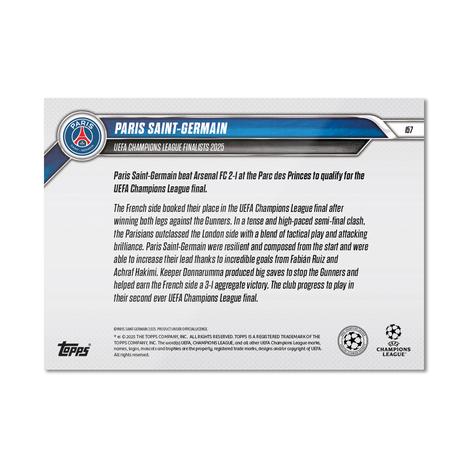 Paris Saint-Germain - 2024-25 UCL Topps NOW - Card 157 - PR: 180 - Image 7