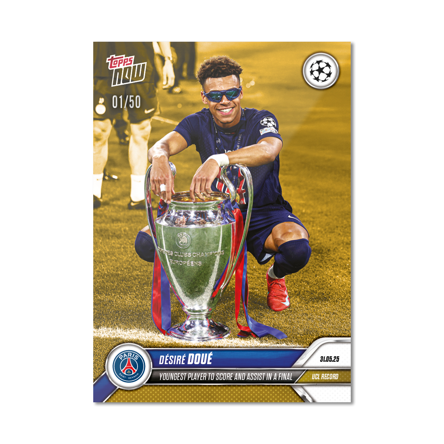 Désiré Doué - 2024-25 UCL Topps NOW - Card 162 - LOOK FOR AUTO-RELIC - PR: 5843 - Image 8