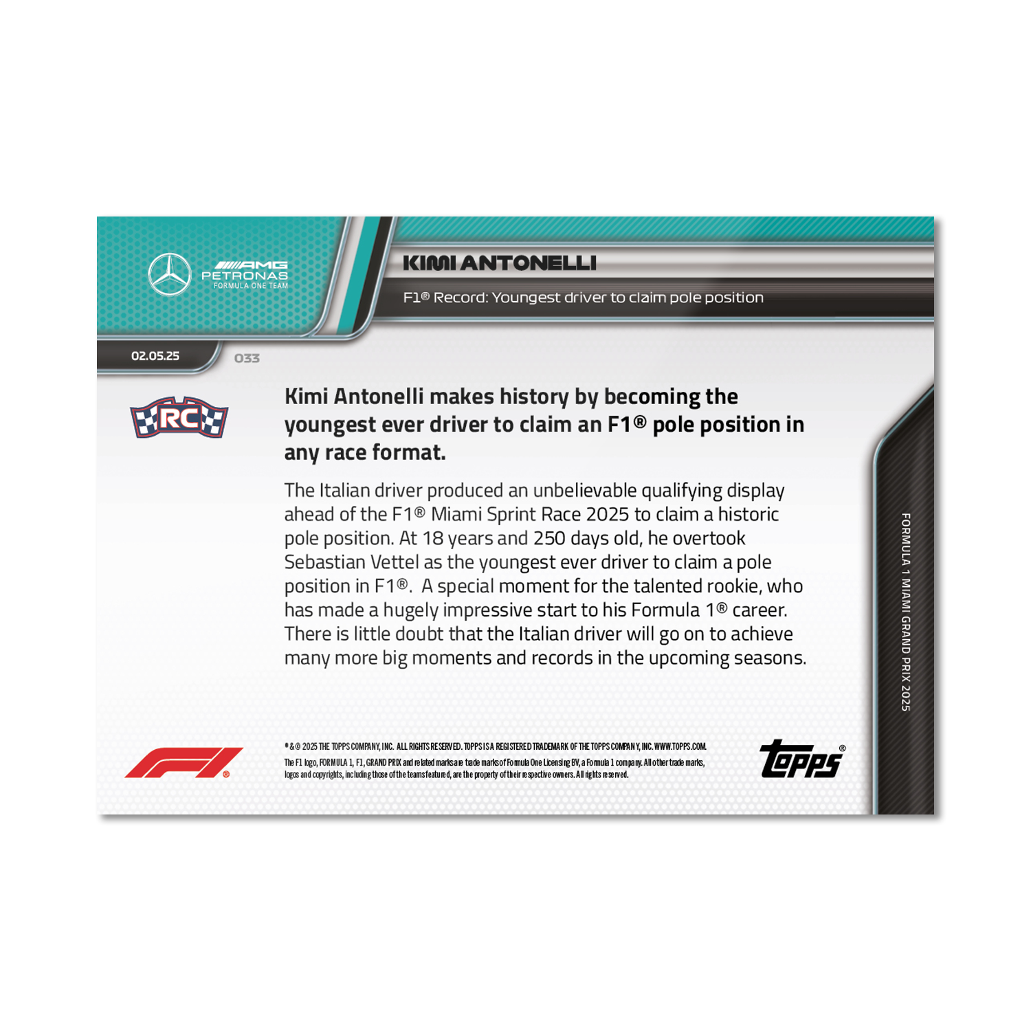 Kimi Antonelli - 2025 Formula 1 Topps NOW - Card 33 - PR: 5647 - Image 7