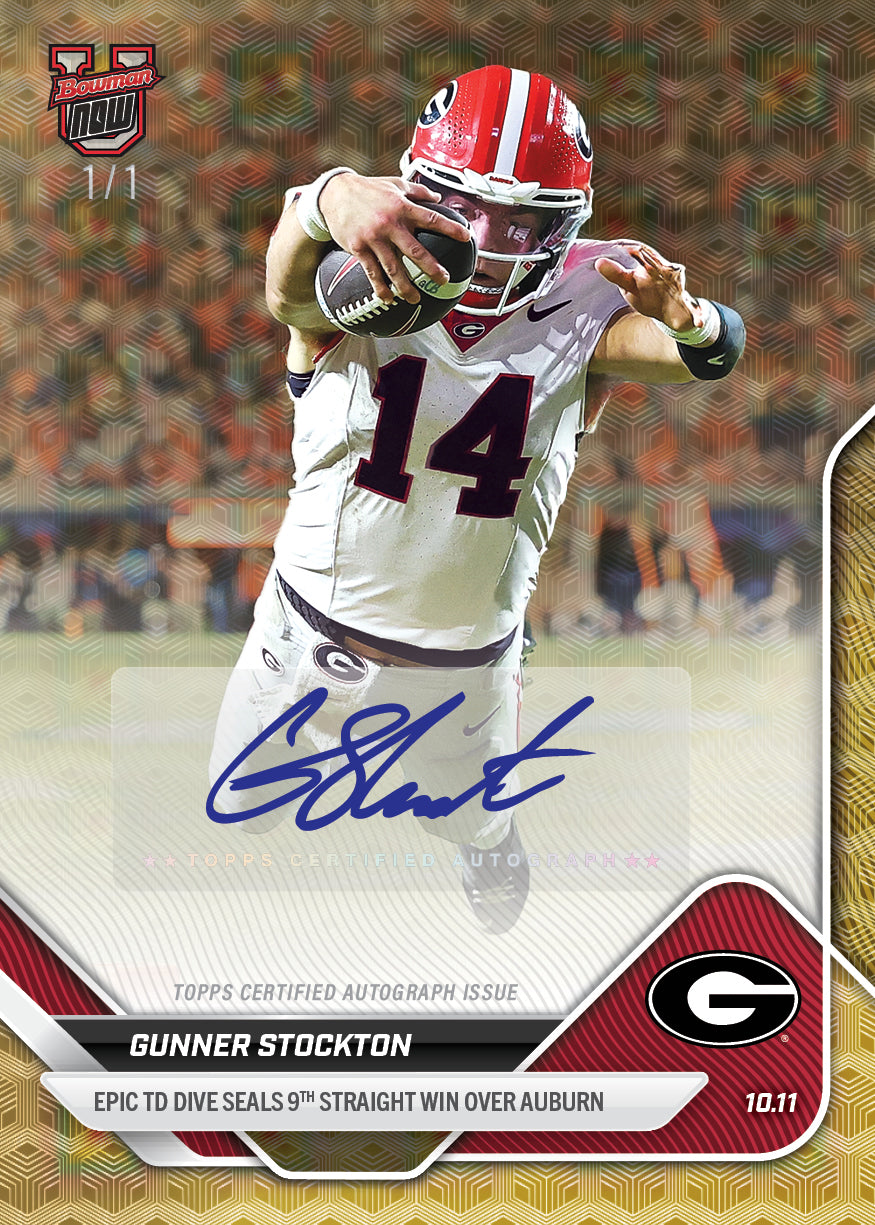 Alternative view of Gunner Stockton - 2025-26 Bowman U NOW Football - Card 29 - PR: 1523