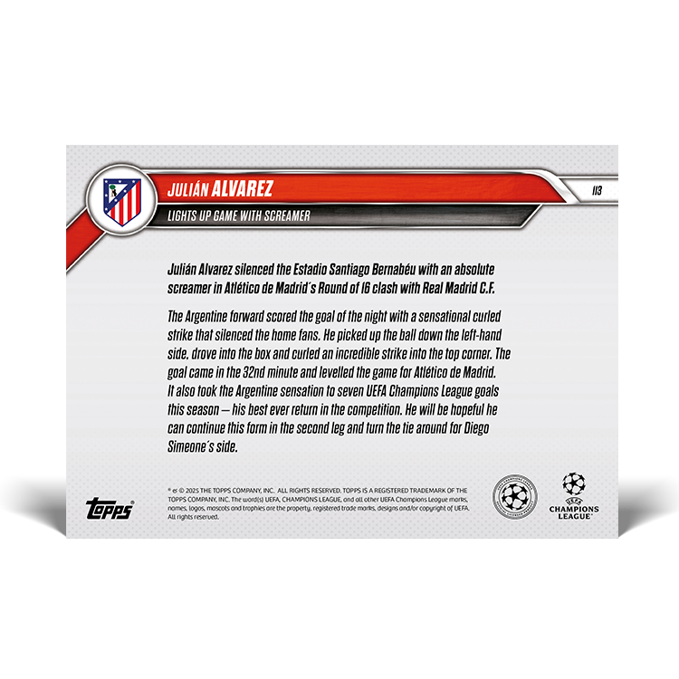 Julián Alvarez - 2024-25 UCL Topps NOW Card 113 - PR: 434 - Image 7