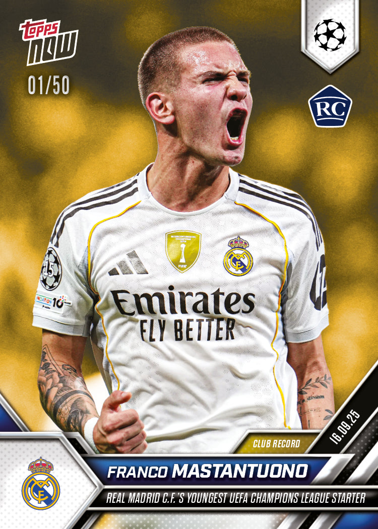 Franco Mastantuono - 2025-26 UCL Topps NOW Card 7 - PR: 4205 - Image 6