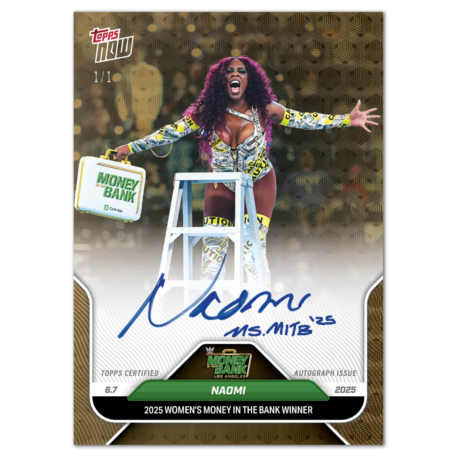 Naomi - 2025 WWE Topps NOW - Card 62 - LOOK FOR AUTOS - PR: 1133 - Image 2