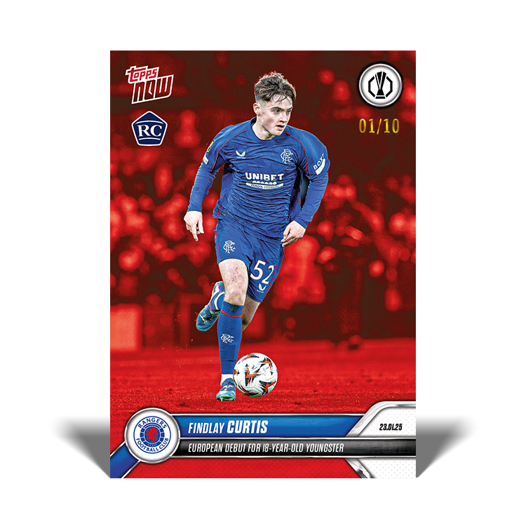 Findlay Curtis - European debut for 18-year-old youngster - 24/25 UEL Topps NOW Card 15 - PR: 301 - Image 3