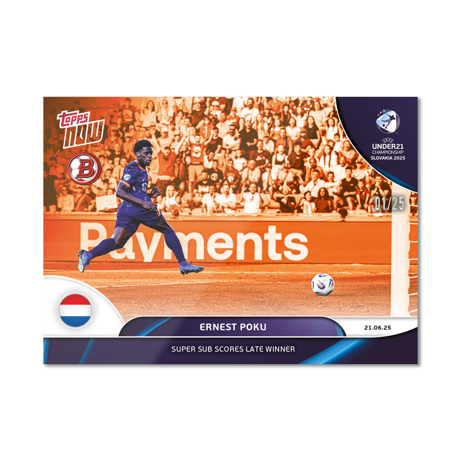 Ernest Poku - 2025 UEFA Euro U-21 Topps NOW - Card 8 - PR: 86 - Image 5